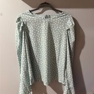 SHEIN Mint Green Patterned Blouse